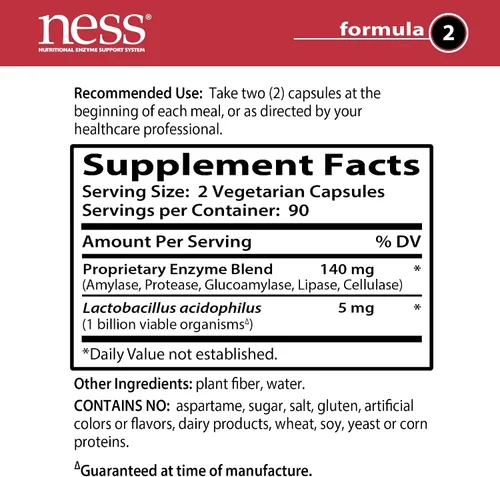 Vista 2 de Ness Enzymes - Digesto de almidón #2 180 cápsulas vegetales