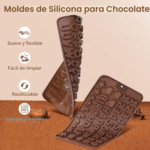 Vista 3 de Moldes de silicona para letras y números de chocolate con símbolos de decoración de pasteles de feliz cumpleaños, 2