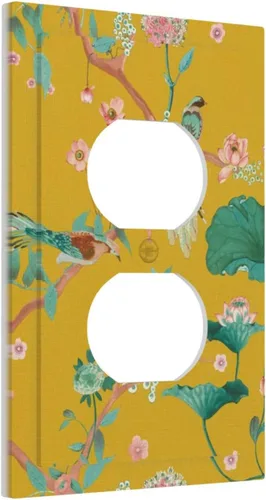 Vista 43 de Pintura al óleo de flores abstractas de 1 cuadrilla de interruptor de luz dúplex individual cubierta de salida placa de pared decorativa Placa