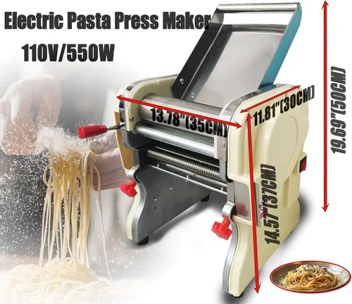 Vista 4 de Máquina eléctrica para hacer pasta, Máquina automática de fideos, Máquina de prensado de rodillo de masa de acero inoxidable, Hoja de fideos redonda