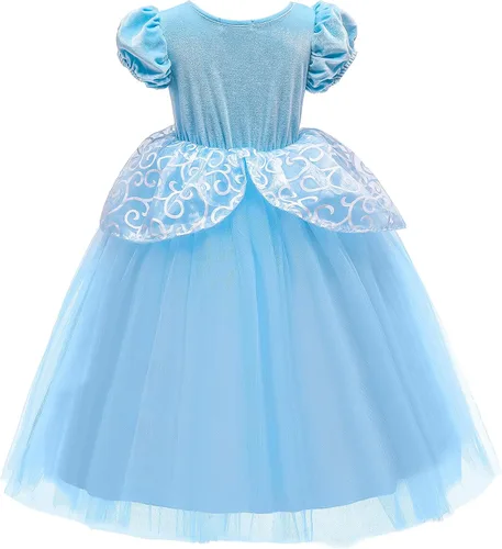 Vista 3 de Disfraz de princesa para niñas, disfraz de Halloween para fiesta de cumpleaños con diadema y accesorios para gargantillas