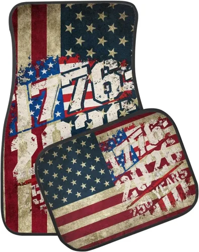 Vista 2 de Yewattles 250th American Flag - 4 alfombrillas para automóvil, sedán, camioneta, SUV, camión, forro delantero y trasero, tapete protector