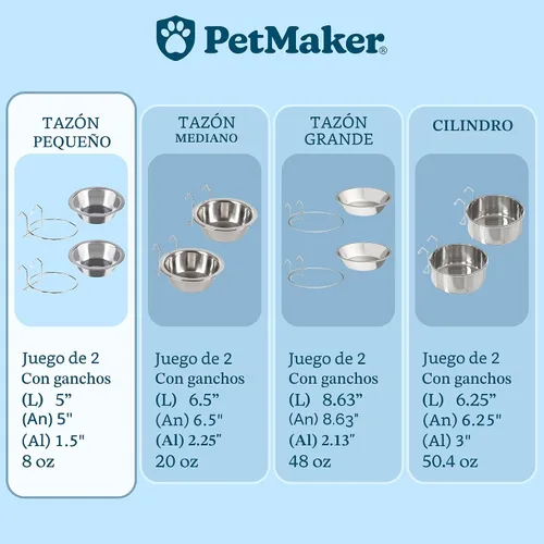 Vista 6 de petmaker Tazones para mascotas colgantes de acero inoxidable para perros y gatos - Jaula, perrera y alimentador de canastas para alimentos y agua