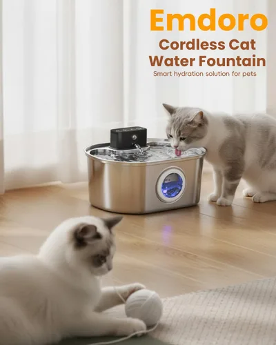 Vista 2 de Fuente de agua para gatos con bomba - Bomba de repuesto ultra silenciosa para fuente de agua inalámbrica de 3.2L/1.08 galones para dispensador