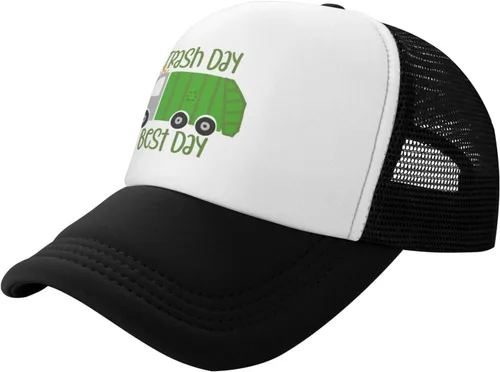 Vista 2 de Gorra de malla para niños con texto en inglés "I Love Garbage Trucker", regalo de cumpleaños
