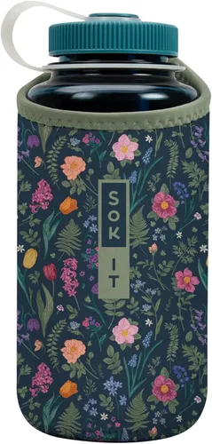 Vista 187 de Sok It BotlSok Funda para botella de agua con cubierta de neopreno aislante (Floral abstracto, se ajusta a CamelBak o Nalgene de 12 onzas)