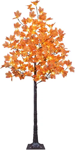 Vista 10 de LIGHTSHARE 2 piezas de 4 pies 144 LED (72 LED cada uno) árbol de arce iluminado artificial blanco cálido para Halloween, decoración de otoño