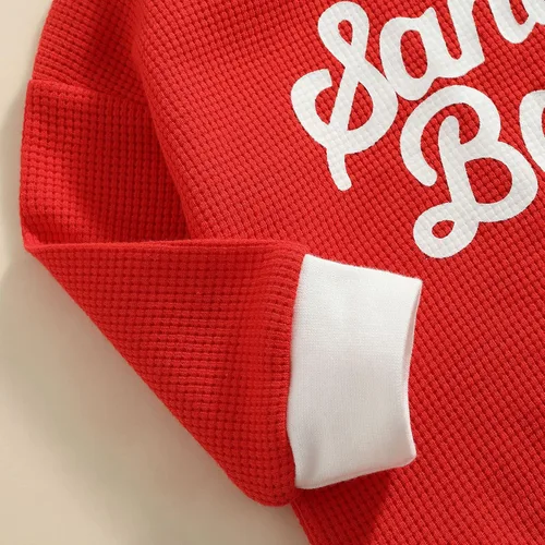 Vista 4 de Sudadera de cuello redondo para bebé niña y niño, mameluco con mangas largas, suéter extragrande, conjuntito de ropa con capucha