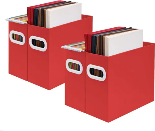 Vista 15 de Organizador de archivos colgante, organizador de carpetas de archivos de cartón para tamaño carta, caja de almacenamiento de documentos