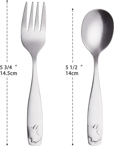 Vista 2 de ANNOVA Cubertería para niños con acabado mate, de alta calidad, de acero inoxidable, tenedores, cucharadas, utensilios para niños, oxidados