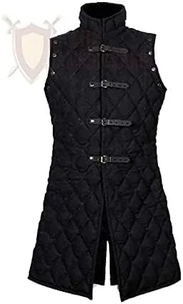 Vista 2 de Chaqueta Gambeson Chaleco grueso acolchado sin mangas, chaqueta Aketon Chaqueta Armadura de telas de algodón Vestido SCA LARP por ITS Medieval