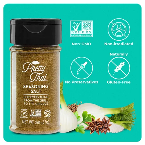 Vista 5 de Pretty Thai Sal condimento – 2 onzas I sal sazonada baja en sodio, condimento multiusos para recetas tailandesas, tacos, ensalada de papa