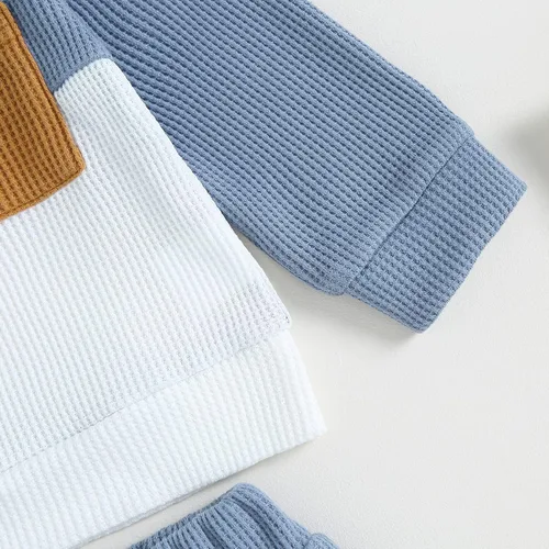Vista 61 de Conjunto de 2 piezas de ropa para bebé y niño, sudadera con cuello redondo con letras y pantalones casuales de otoño e invierno B Negro-marrón