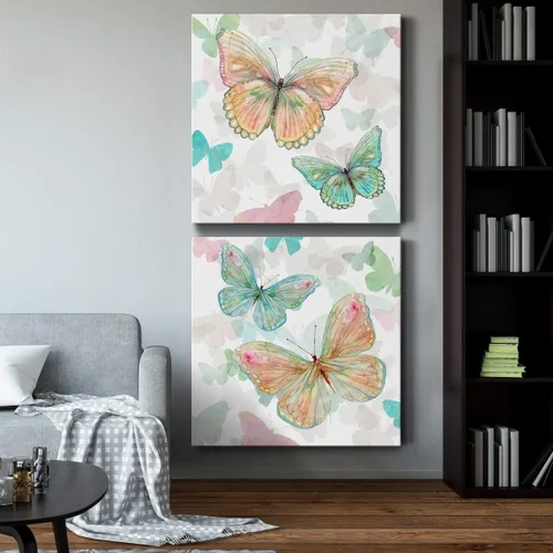 Vista 4 de Renditions Gallery Asbury Garden Butterflies I - Arte de pared, decoración en lienzo de alta calidad con envoltura de galería, listo para colgar, 10