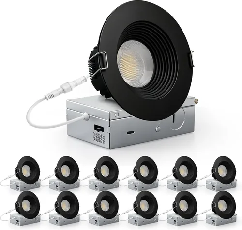 Vista 31 de Adetu lámpara de techo empotrable antirreflejos LED de 2 pulgadas, 5 CCT, con caja de conexiones, 2700K/3000K/4000K/5000K seleccionables, CRI90+, 8
