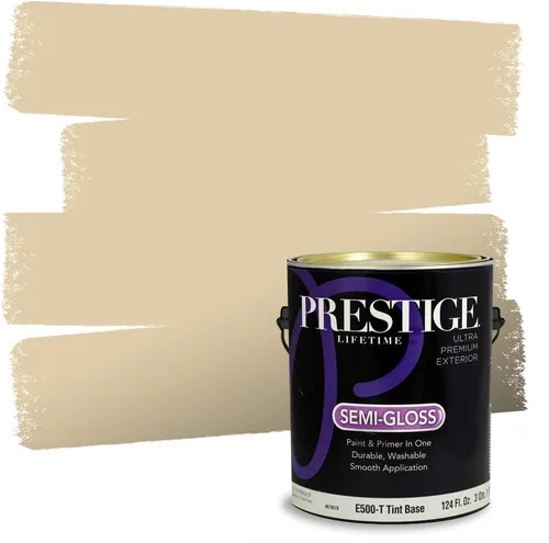 Vista 92 de PRESTIGE Pinturas de pintura exterior e imprimación en uno, 1 galón, plano, combinación comparable de Benjamin Moore* Manzanilla*