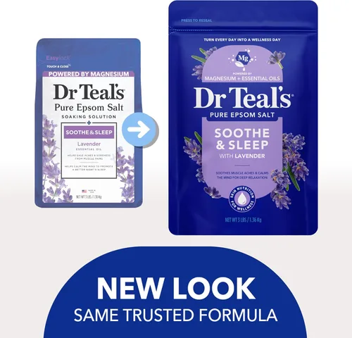 Vista 3 de Dr Teal's - Solución de baño de sal de Epsom, Calma y sueño, lavanda, 3 libras