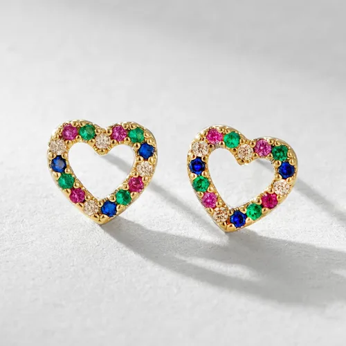Vista 5 de SWEETV Aretes de plata de ley 925 para mujer, hipoalergénicos con corazón y flores, aretes de circonita cúbica para mujer, boda, fiesta, diario