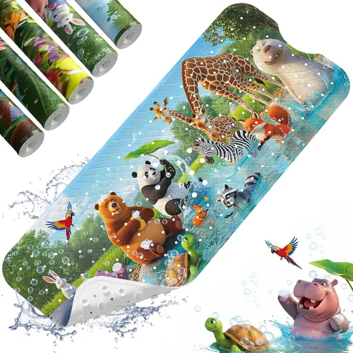 Vista 27 de XIYUNTE Alfombra de Baño para Bebé para Bañera Antideslizante Alfombra de Baño para Niños - 40''x16'' Extra Larga Alfombra de Bañera para Bebé