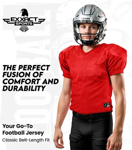 Vista 4 de Exxact Sports Camiseta de práctica de fútbol para niños, estilo profesional, ligera y transpirable, de malla, para niños