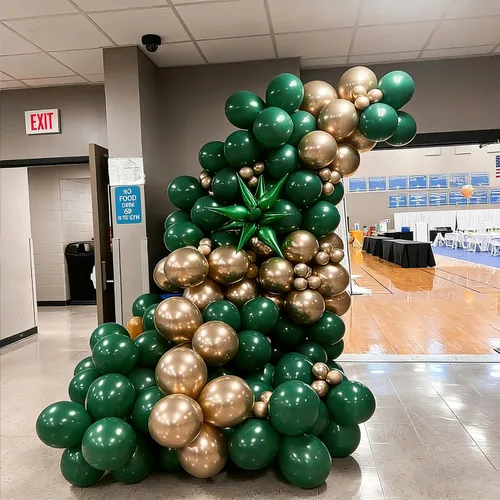 Vista 6 de Lukiituke - Globos verdes y dorados, 57 globos de 12 pulgadas verde oscuro y dorados para cumpleaños, graduación, día de San Patricio, decoraciones
