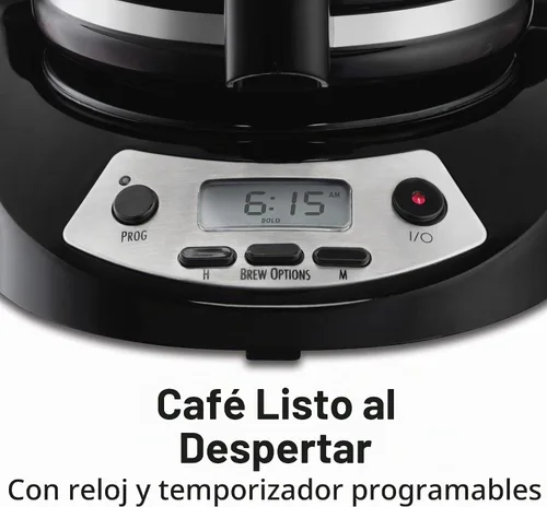Vista 3 de Hamilton Beach Cafetera programable para 12 tazas y cafetera programable de 12 tazas, opciones de preparación, jarra de vidrio (46299), color negro