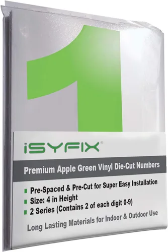 Vista 154 de iSYFIX Calcomanías de Números de Vinilo Verde Manzana – 1.5 Pulgadas Autoadhesivas (2 Juegos) – Calcomanía Premium Troquelada y Pre-espaciada
