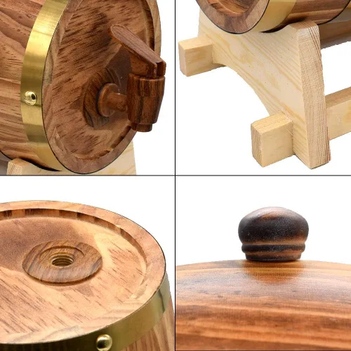 Vista 6 de Barriles grandes de roble envejecido, dispensador de barril de whisky, cubo de vino, sin fugas, para almacenamiento de vino, licores y whisky