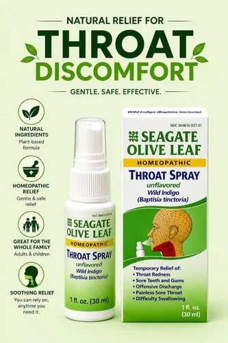 Vista 5 de Seagate Products Aerosol homeopático de hoja de olivo para garganta, 1 onza sin sabor, paquete de 2