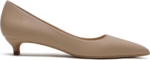 Vista 2 de MOOMMO Zapatos de tacón bajo de gatito para mujer, zapatos de vestir de satén con punta puntiaguda, zapatos de vestir de tacón bajo de 1 pulgada
