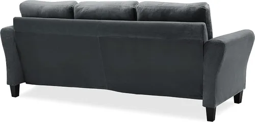 Vista 5 de Studio Living Watford - Sofá de 80.3 pulgadas, estilo tradicional, comodidad de bobina de bolsillo, patas negras, tela de microfibra, gris oscuro
