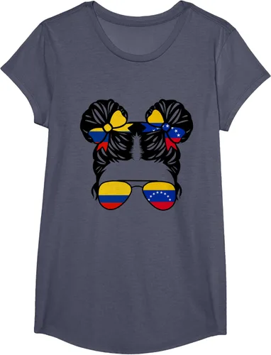 Vista 17 de Camiseta Half Colombian Half Venezolan Girl Colombia Kids Heritage, Gris