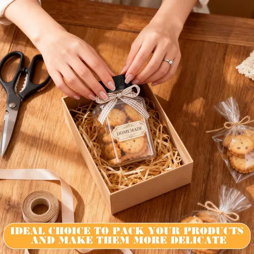 Vista 7 de Nosiny 6 tarros de plástico transparente de 24 onzas con tapas, recipientes cuadrados de plástico grandes para dulces con tapas de rosca, Negro