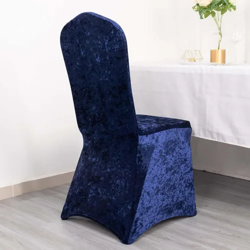 Vista 12 de Efavormart - Funda elástica para silla de banquete de terciopelo triturado y elastano beige con bolsillos para los pies, funda para silla de boda