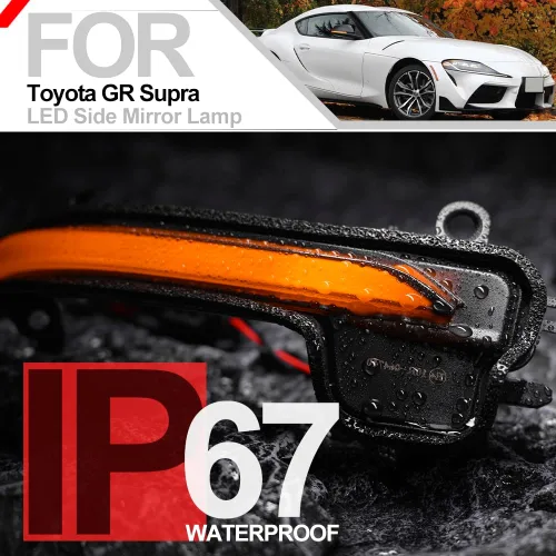 Vista 8 de Luces LED dinámicas para espejo lateral intermitente para Toyota GR Supra 2020-2023, lente ahumada, luces intermitentes secuenciales, accesorios