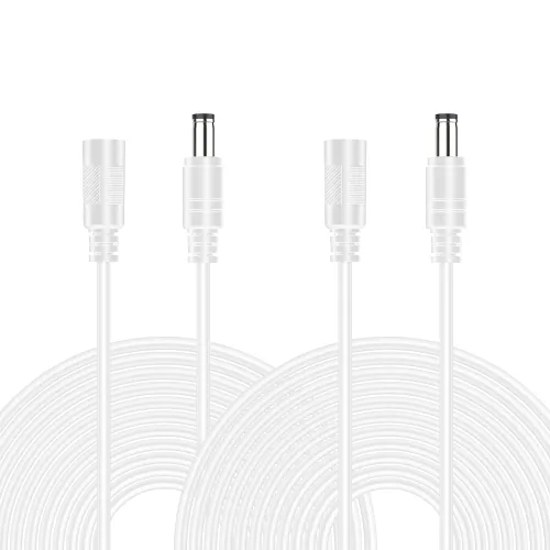 Vista 6 de Paquete de 2 cables de extensión CC de 10 pies de 0.217 in x 0.083 in, cable de extensión de alimentación universal de 12 V CC para cámara