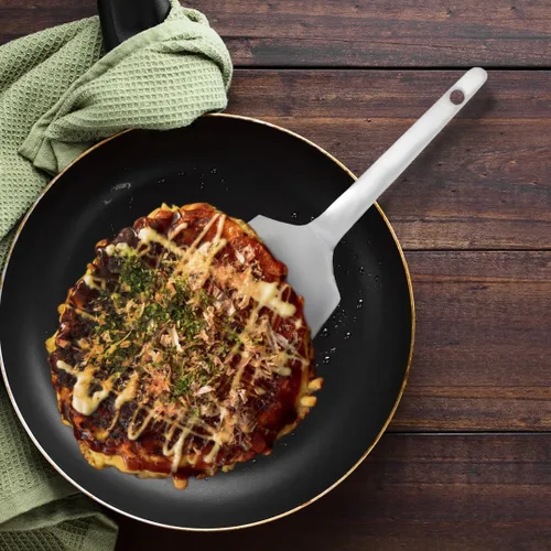 Vista 5 de TIKUSAN Okonomiyaki - Espátula de acero inoxidable para barbacoa, hecha en Japón (2.6 x 7.1 pulgadas)