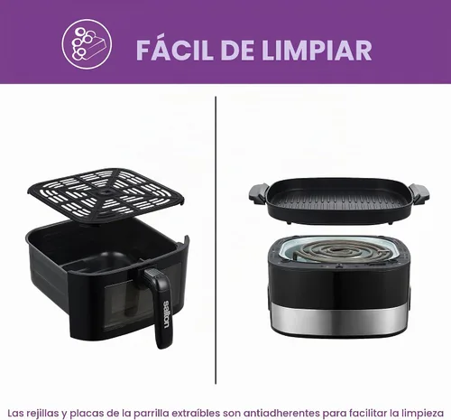Vista 9 de Salton Flip & Cook - Freidora de aire 3 en 1 de 5.8 cuartos de galón, parrilla y deshidratador con ventana de visualización