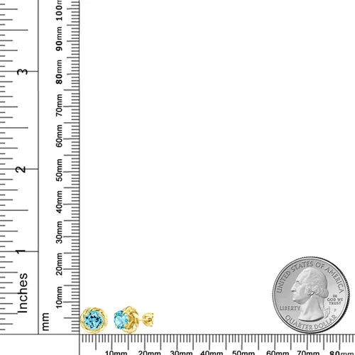 Vista 147 de Gem Stone King Aretes de plata de ley 925 de 0.236 in con piedra natal redonda para mujer