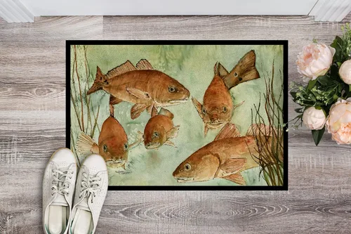 Vista 2 de Caroline's Treasures 8983JMAT - Tapete de natación con peces rojos, 24 x 36 pulgadas, para interiores y exteriores, para entrada, antideslizante