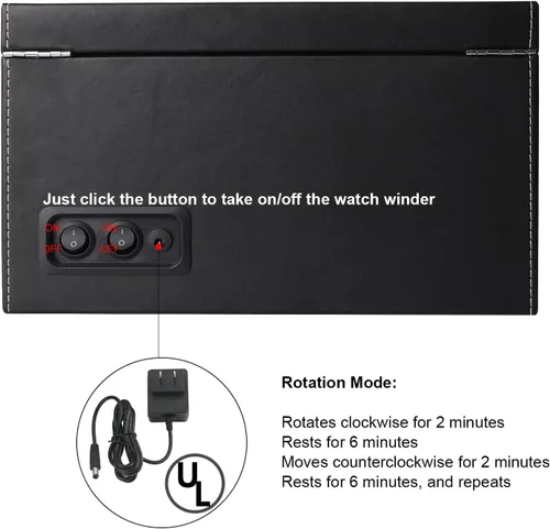 Vista 6 de Caja de exhibición automática de bobinador de reloj, 4 + 6 cajas de reloj giratorias automáticas con 4 motores silenciosos y 6 almohadas de reloj