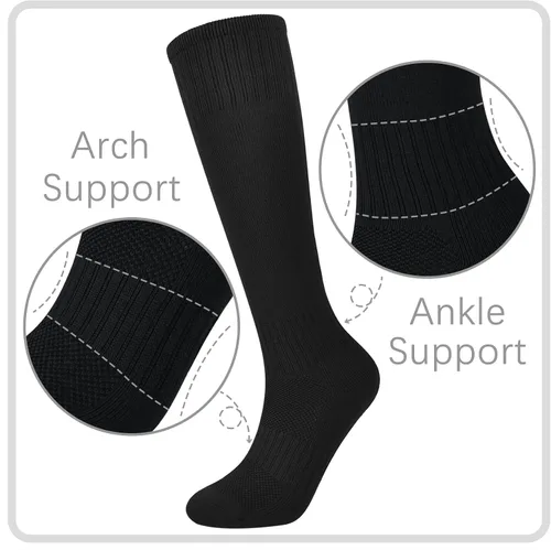 Vista 3 de Calcetines de fútbol para niños, 6 pares de calcetines de fútbol para niñas, calcetines altos hasta la rodilla, béisbol, sóftbol, deportes, niños