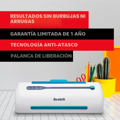 Vista 2 de Laminator térmico Scotch Pro, sistema de 2 rodillos, 16.06 x 4.25 x 4.96 pulgadas, Verde, Blanco
