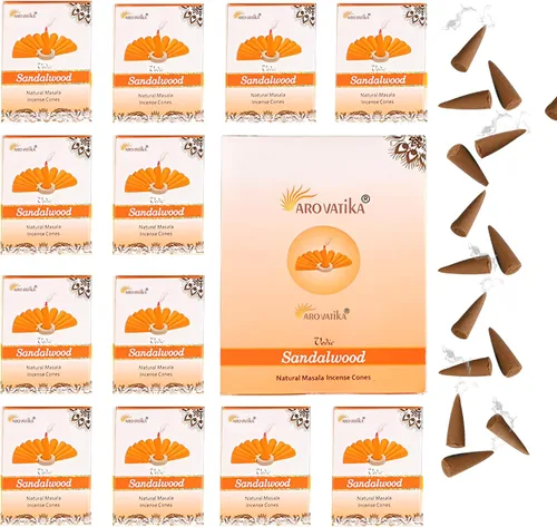 Vista 13 de ARO VATIKA Vedic Natural Masala 120 conos de incienso en paquete de 12 cajas 12 fragancias surtidas conos Dhoop Lo mejor para oración, reiki