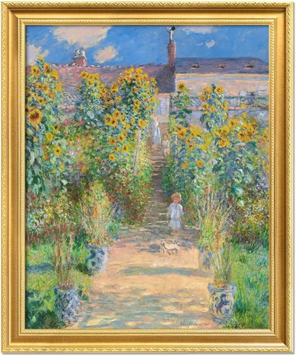 Vista 163 de IPIC - Reproducción artística de los lirios de agua de Claude Monet 1906, impresiones giclée coinciden con el marco dorado clásico, arte de pared