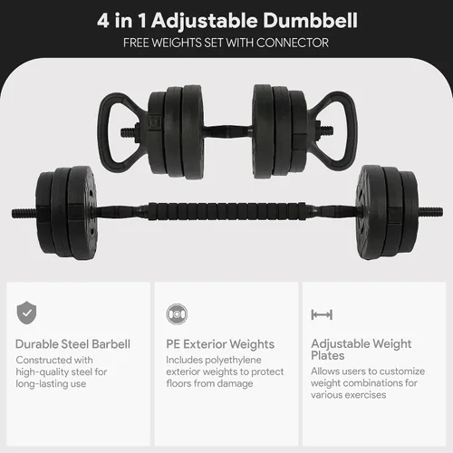 Vista 11 de Fitvids Adjustable Dumbbell Set, 60 Lbs Free Weights with Connector, Black