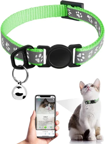 Vista 10 de Collar de Gato con Liberación de Seguridad con Etiqueta de Nombre de Código QR, Collares Reflectantes para Gatitos con Cascabel, Etiqueta