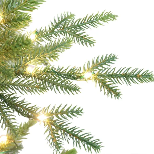 Vista 2 de Puleo International - Árbol de Navidad artificial de 7.5 pies, abeto Alberta preiluminado con 1,000 luces LED blancas cálidas