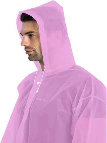 Vista 38 de Abrigos de lluvia (paquete de 2) – Ponchos de lluvia reutilizables de EVA para adultos, chaquetas impermeables para hombres y mujeres