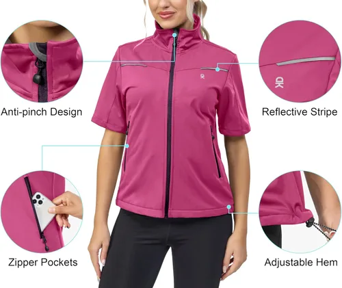Vista 5 de Little Donkey Andy Chaqueta de manga corta para mujer, chaleco ligero resistente al viento para golf, senderismo, correr